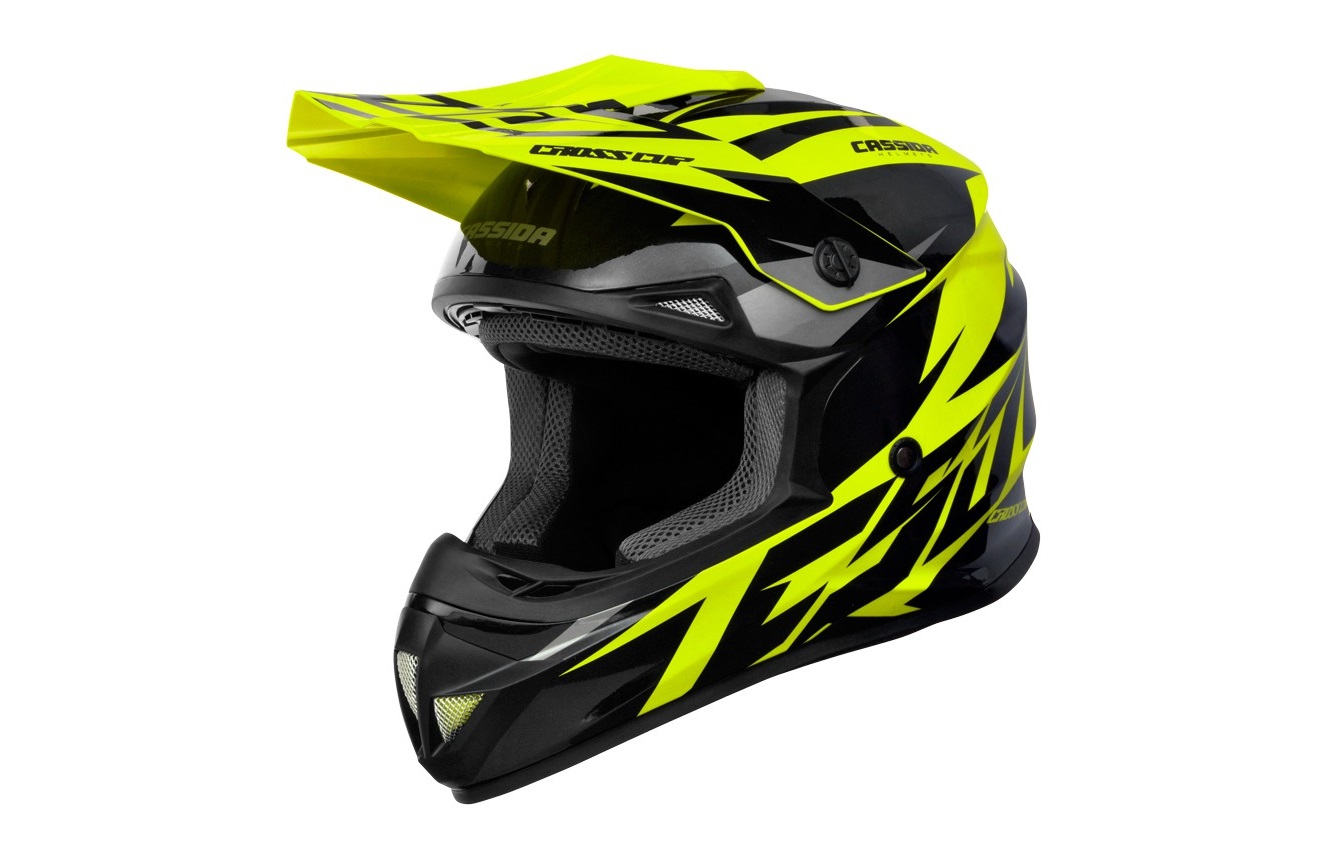 Motocross Helmet CASSIDA CROSS CUP TWO yellow fluo/ black/ grey 2XL