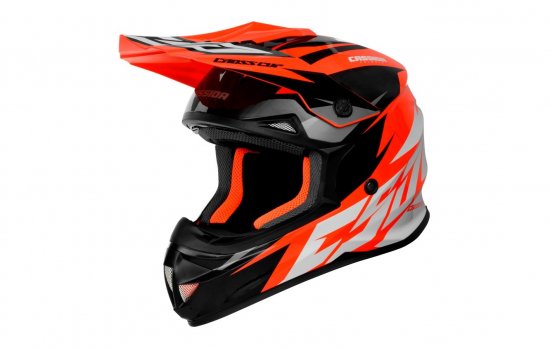 Motocross Helmet CASSIDA CROSS CUP TWO orange fluo/ white/ black/ grey S