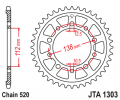 Rear ALU sprocket JT JTA 1303-52BLK 52T, 520 Crni